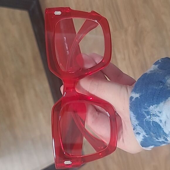 💲6️⃣ Bundled ✔️Red Wide Plastic Rim Glasses Clear - Picture 6 of 6